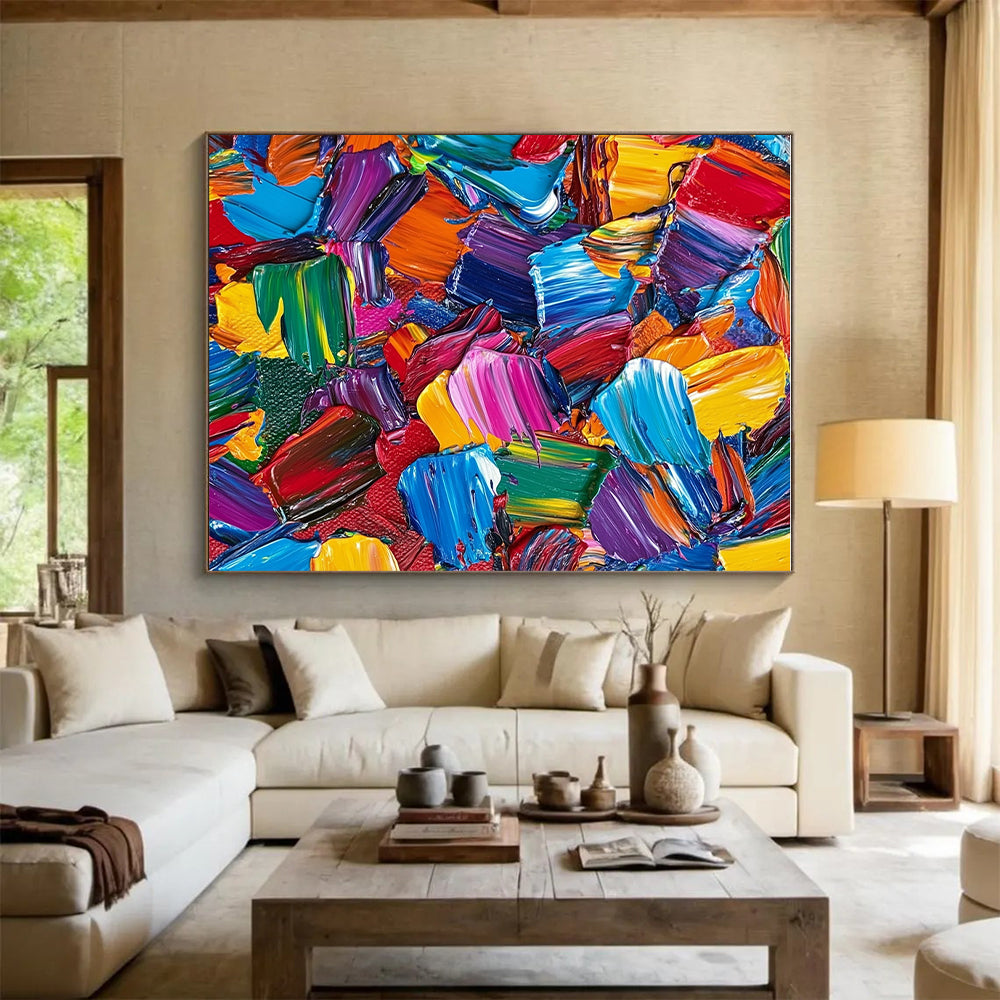Colorful Palette Knife Abstract Painting with Vivid Pigments GER080