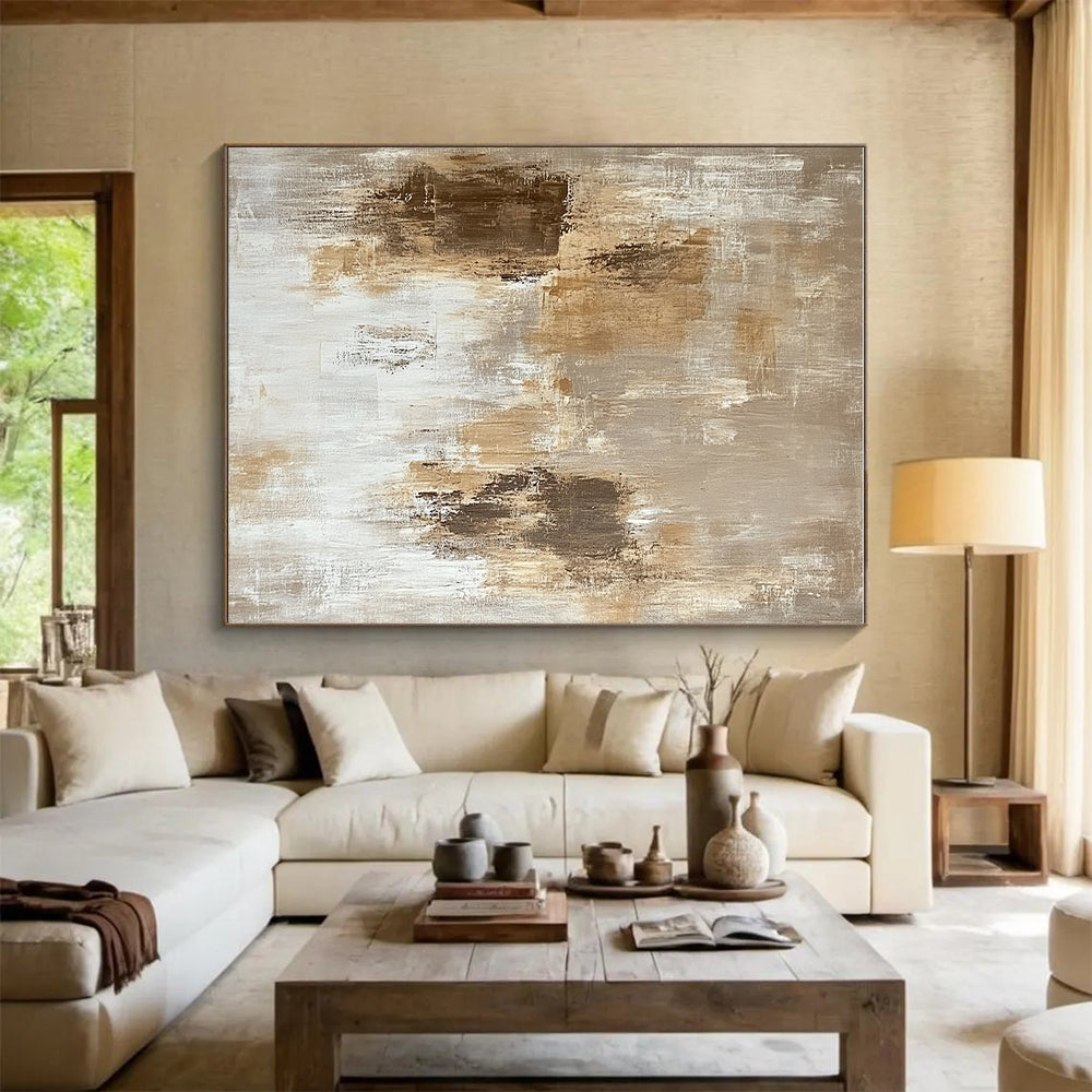 Beige Brown Abstract Painting with Subtle Textures GER769