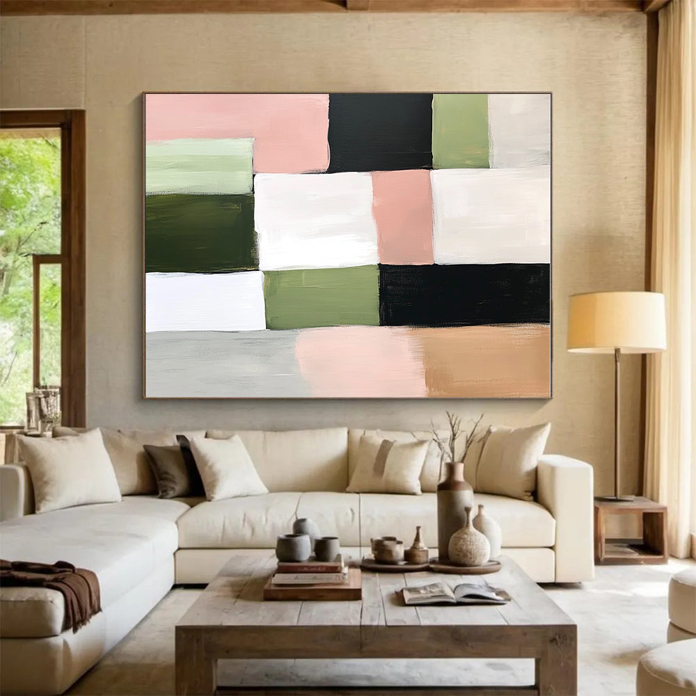 Colorful Block Abstract Painting with Soft Hues GER153