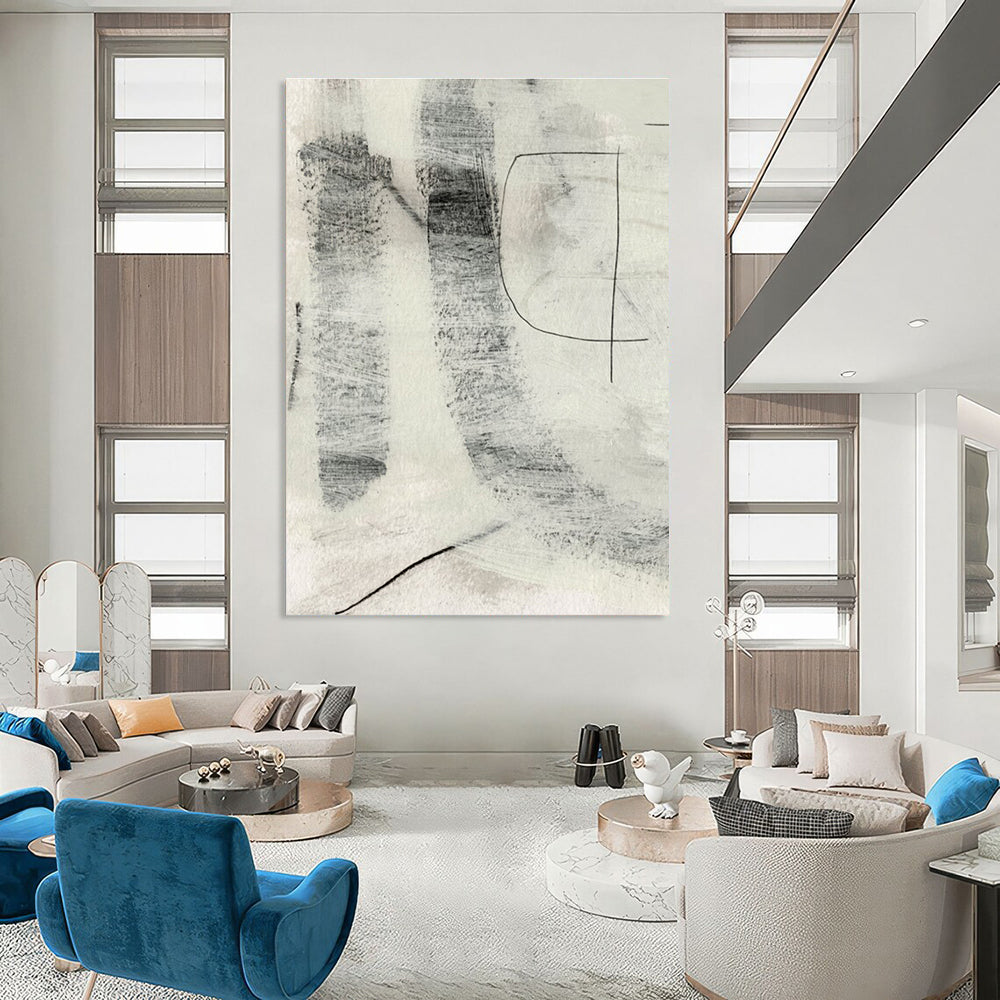 Monochromatic Abstract with Textured Marks and Subtle Shades Painting ADGE213