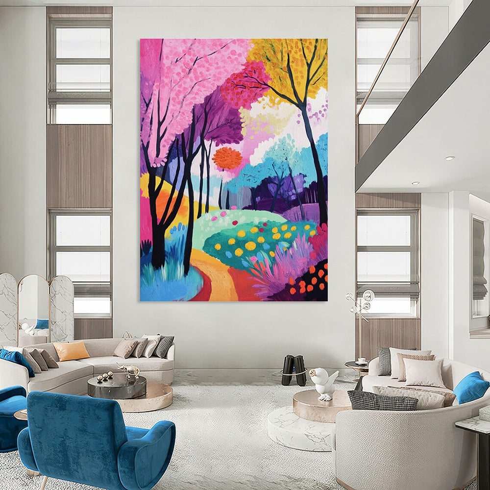 Colorful Forest Abstract Painting with Whimsical Trees ADGE529