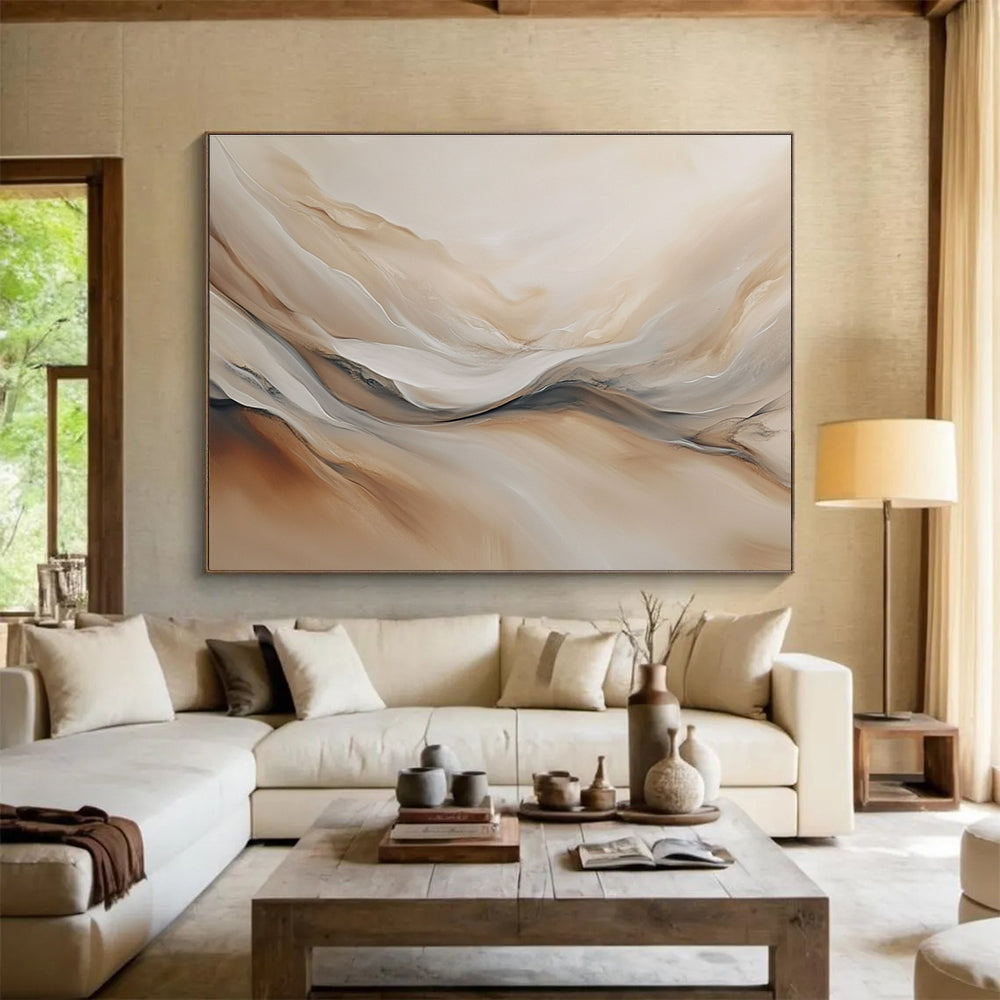 Beige Flowing - Liquid - like Abstract Painting DYP039