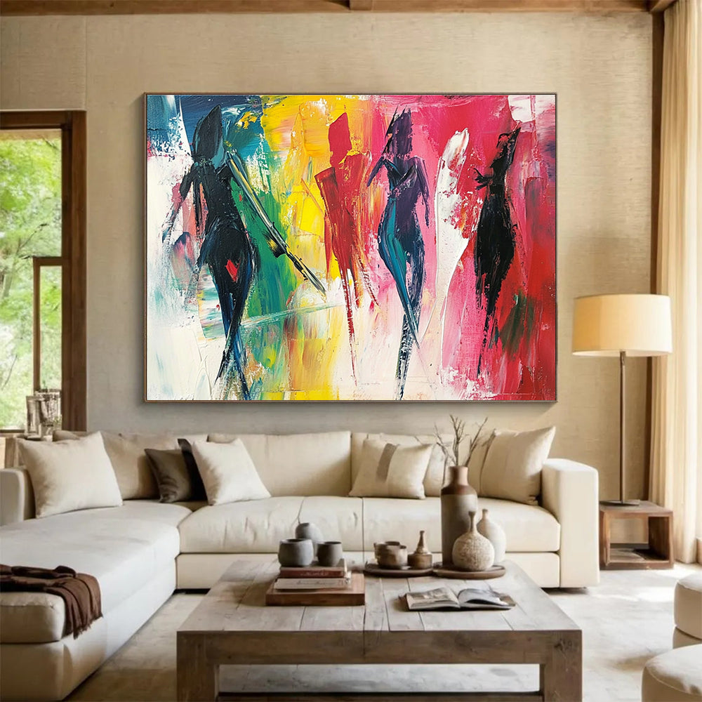 Colorful Figures Abstract Painting with Dynamic Brushstrokes DYP347