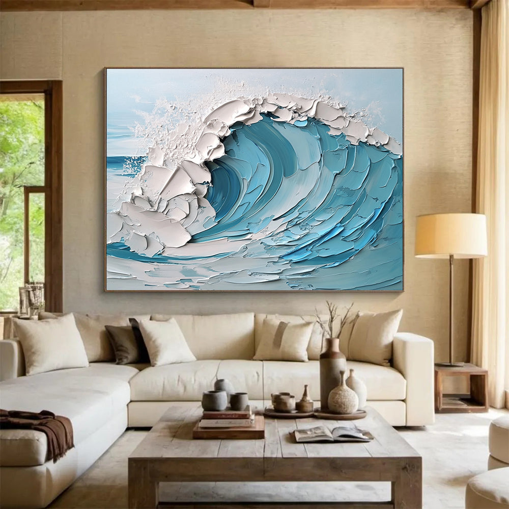 Textured Wave Abstract - Impasto Ocean Abstract Painting DYP004