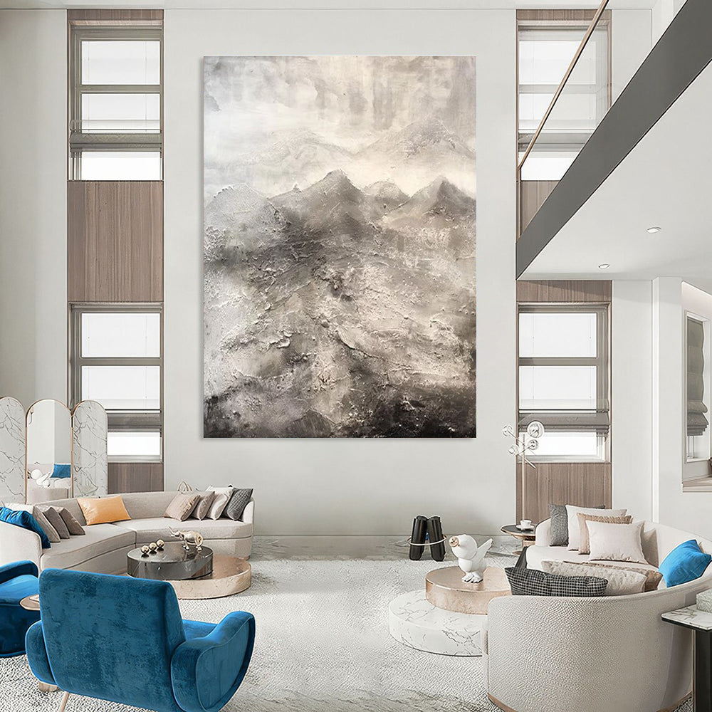 Gray Abstract Mountain Textured Painting ADGE256