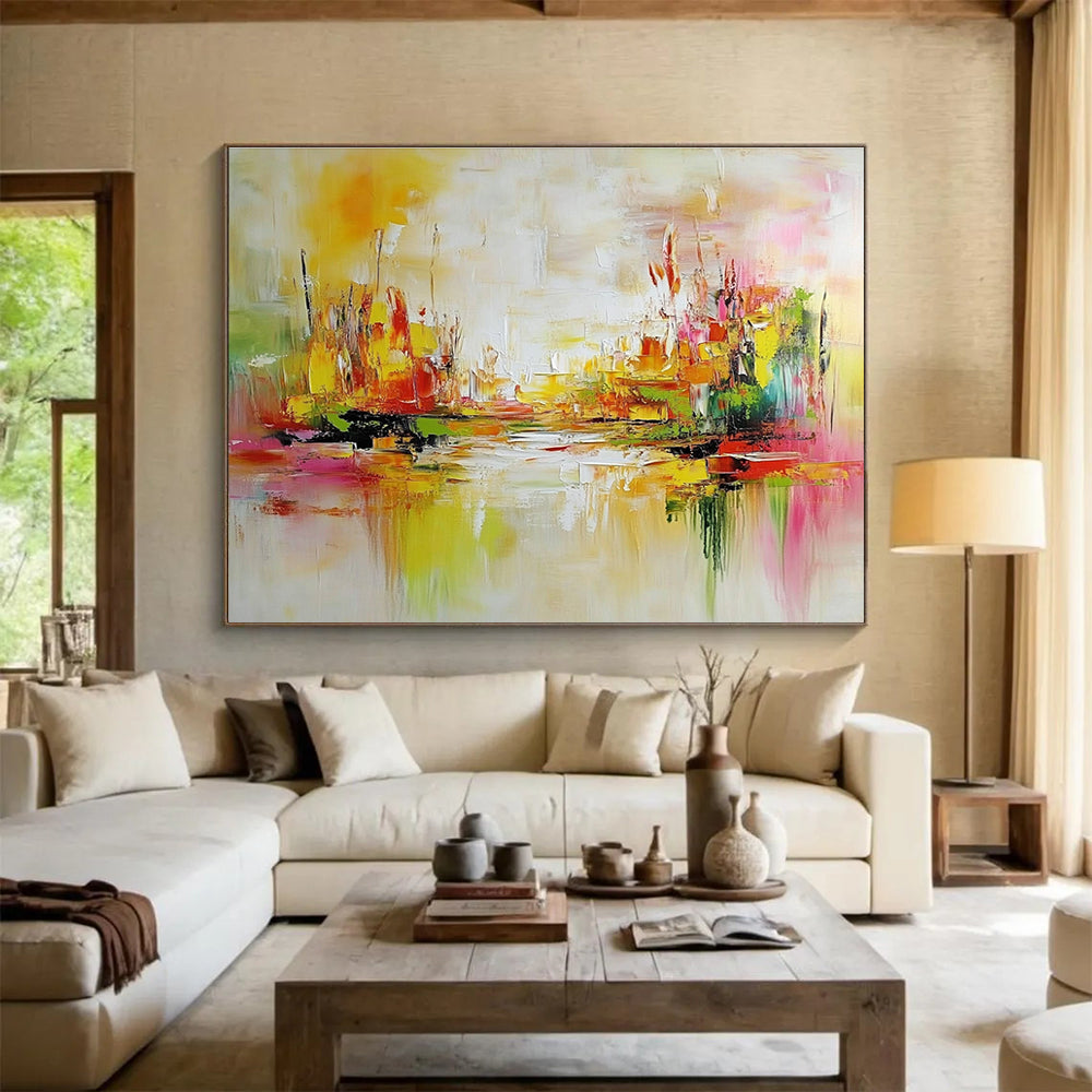 Colorful Abstract Cityscape Painting with Vibrant Hues DYP297