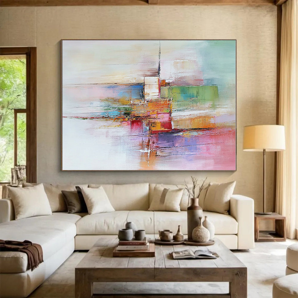 Colorful City Abstract Painting with Vibrant Shapes GER468