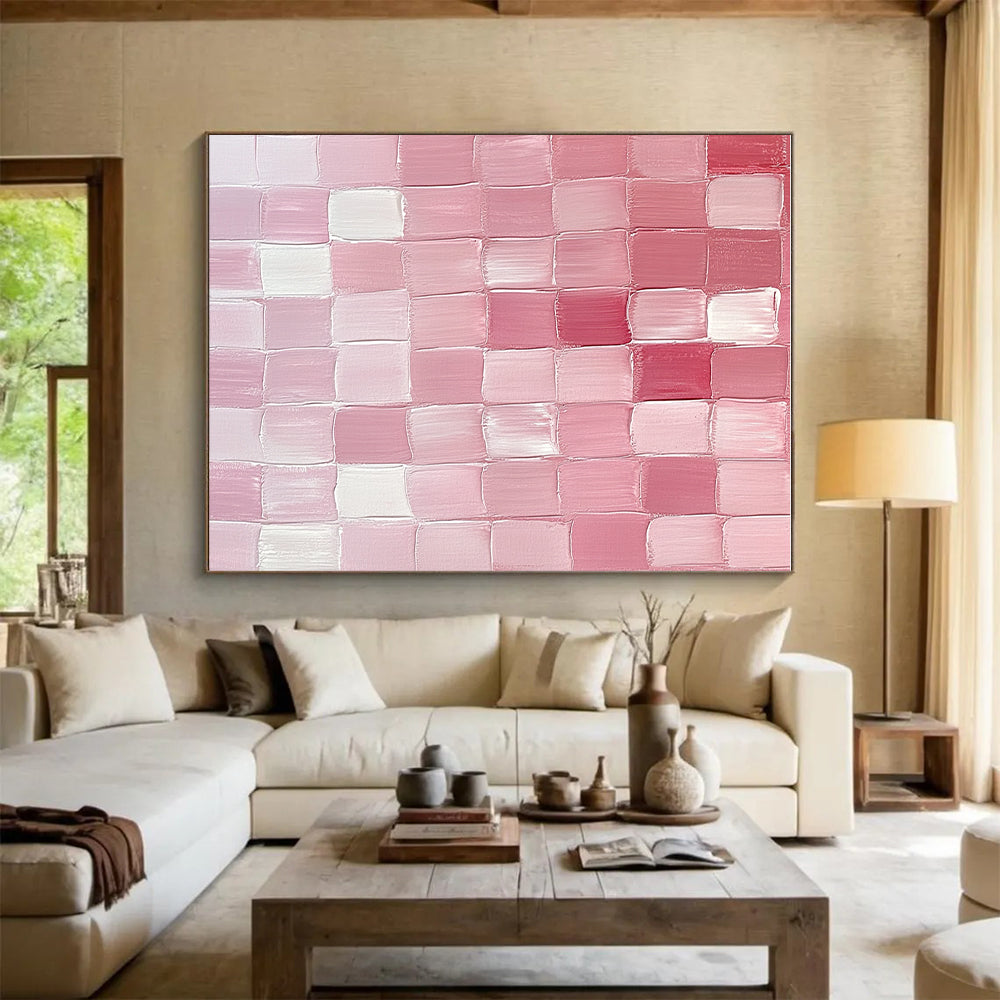 Pink Grid Pattern Abstract Painting GER865