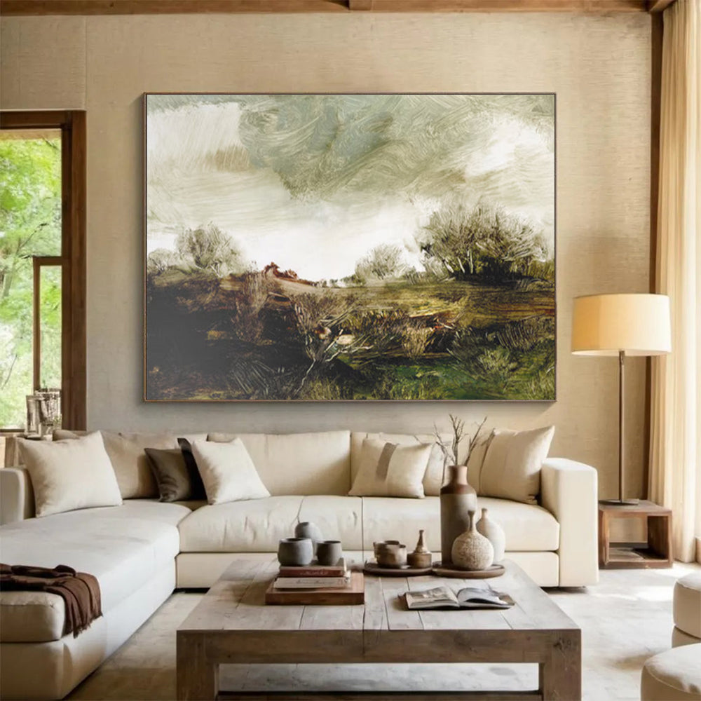 Textured Field Abstract Painting with Ear THY Tones THY122