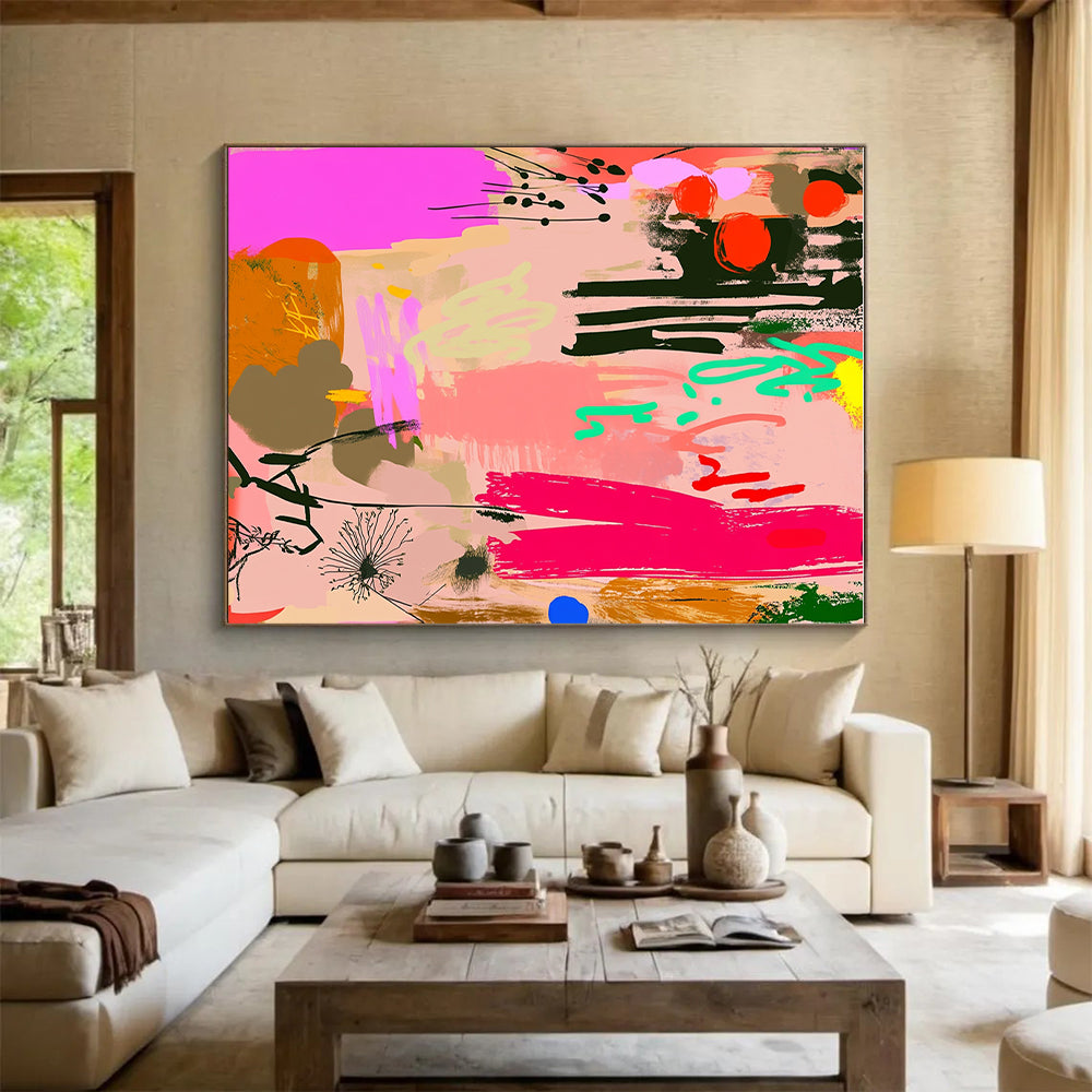 Eclectic Abstract Doodles Painting with Mixed Elements GER084