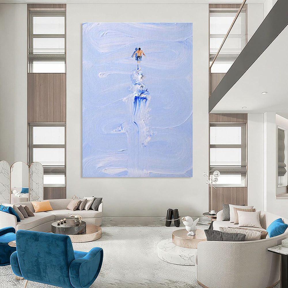 Blue and White Water Figure Abstract Painting ADGE327