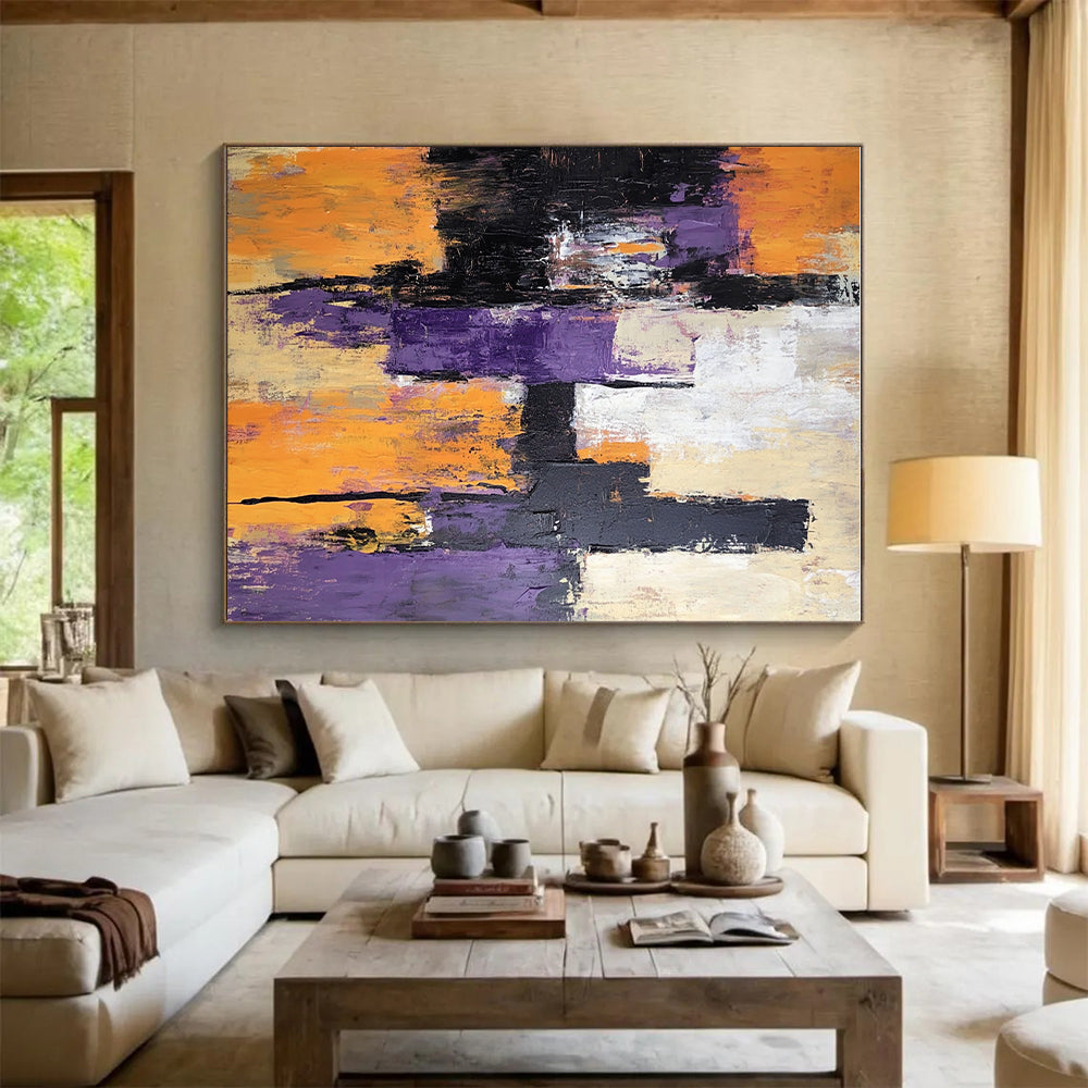 Purple and Orange Abstract Painting with Bold Strokes GER563