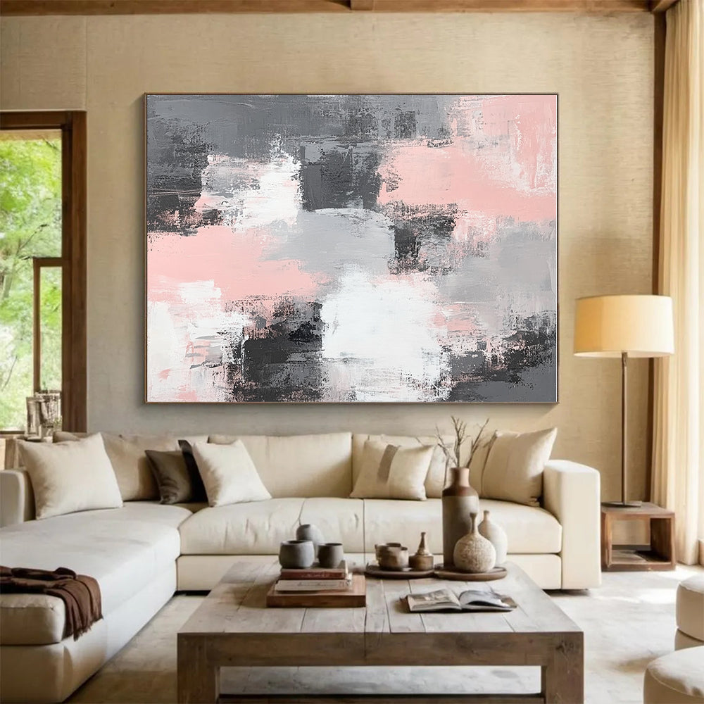 Soft Tone Abstract with Pink, Gray, and White GER317