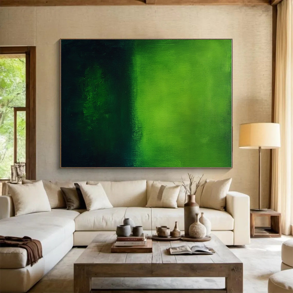 Green Abstract Painting with Gradient Hues GER458