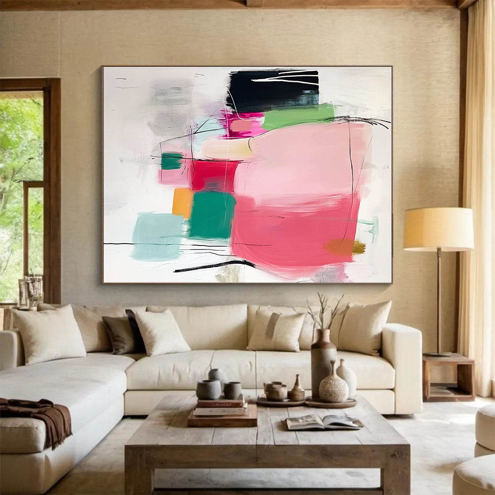 Colorful Abstract Composition Painting with Playful Shapes GER132