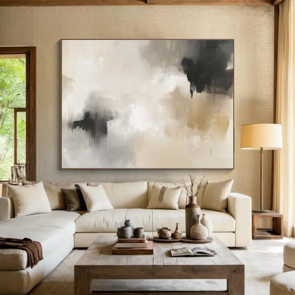Beige and Gray Abstract Painting with Subtle and Calming Tones DYP379