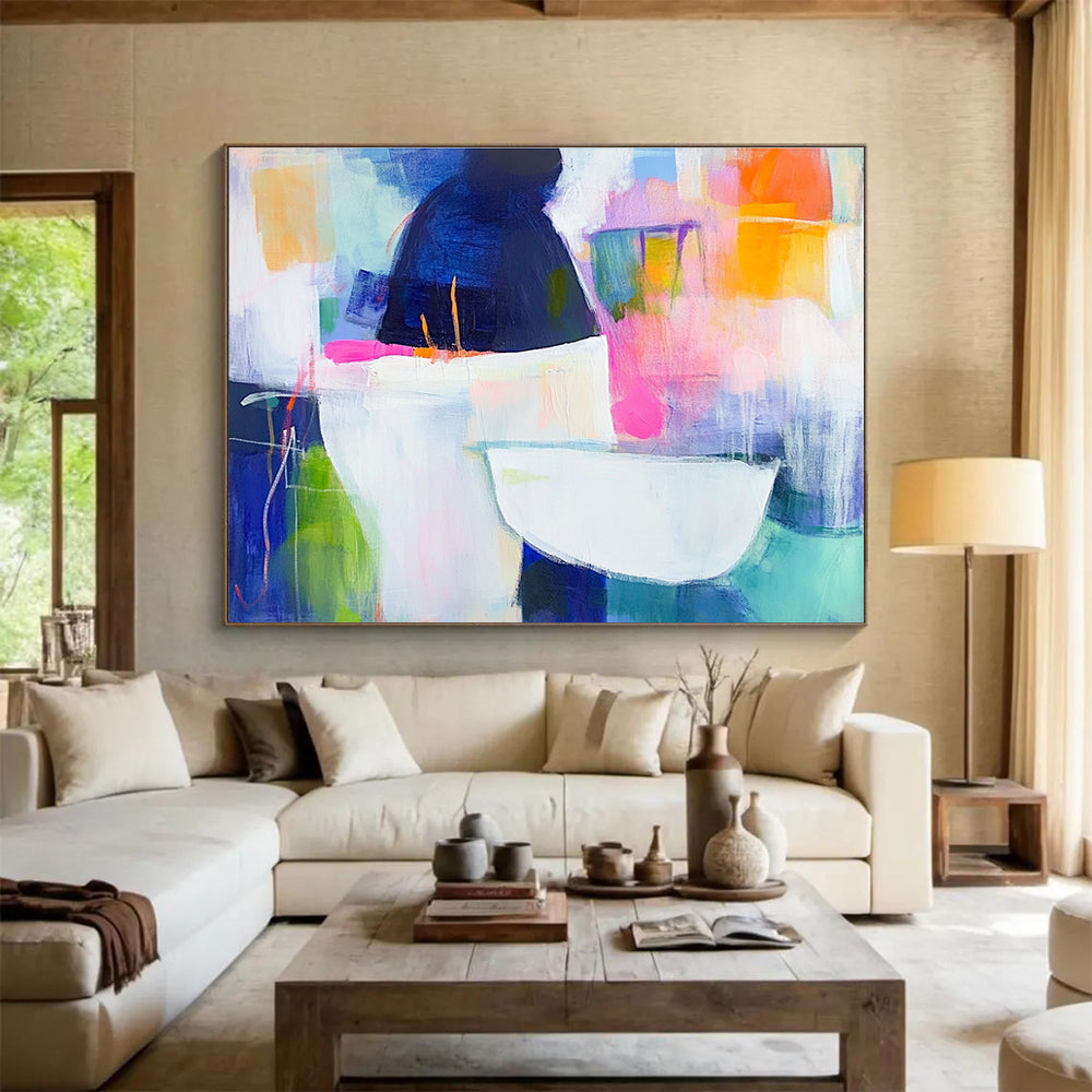 Abstract Vessel Composition Painting with Colorful Background DYP464