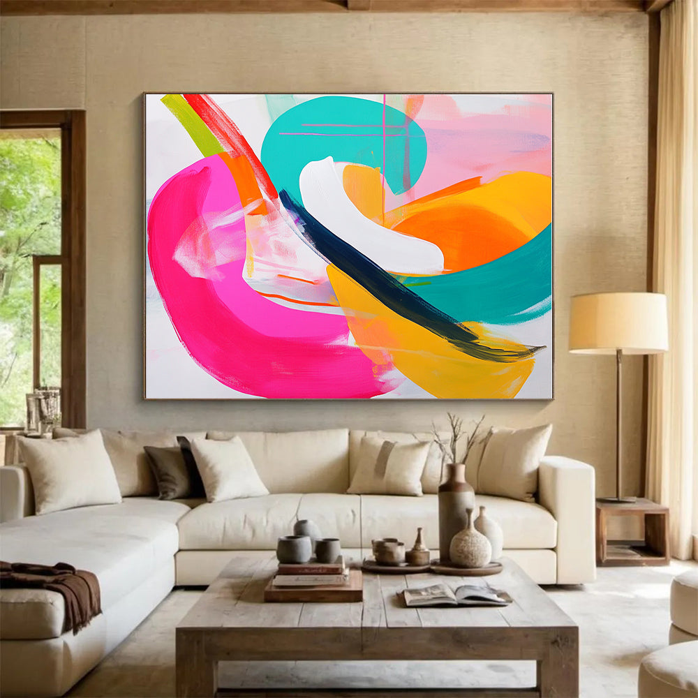 Colorful Curves Abstract Painting with Vivid Shapes GER731