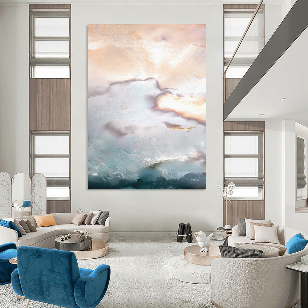 Blush and Teal Cloud - inspired Abstract Painting ADGE165