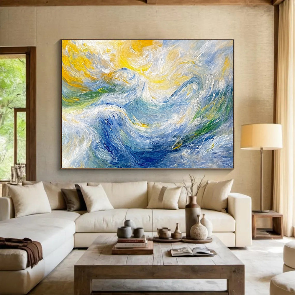 Swirling Wave Abstract - Vibrant Ocean Abstract Painting DYP006