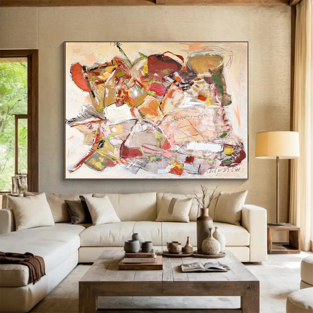 Earth - Toned Abstract Composition Painting with Subtle Color Variations THY241
