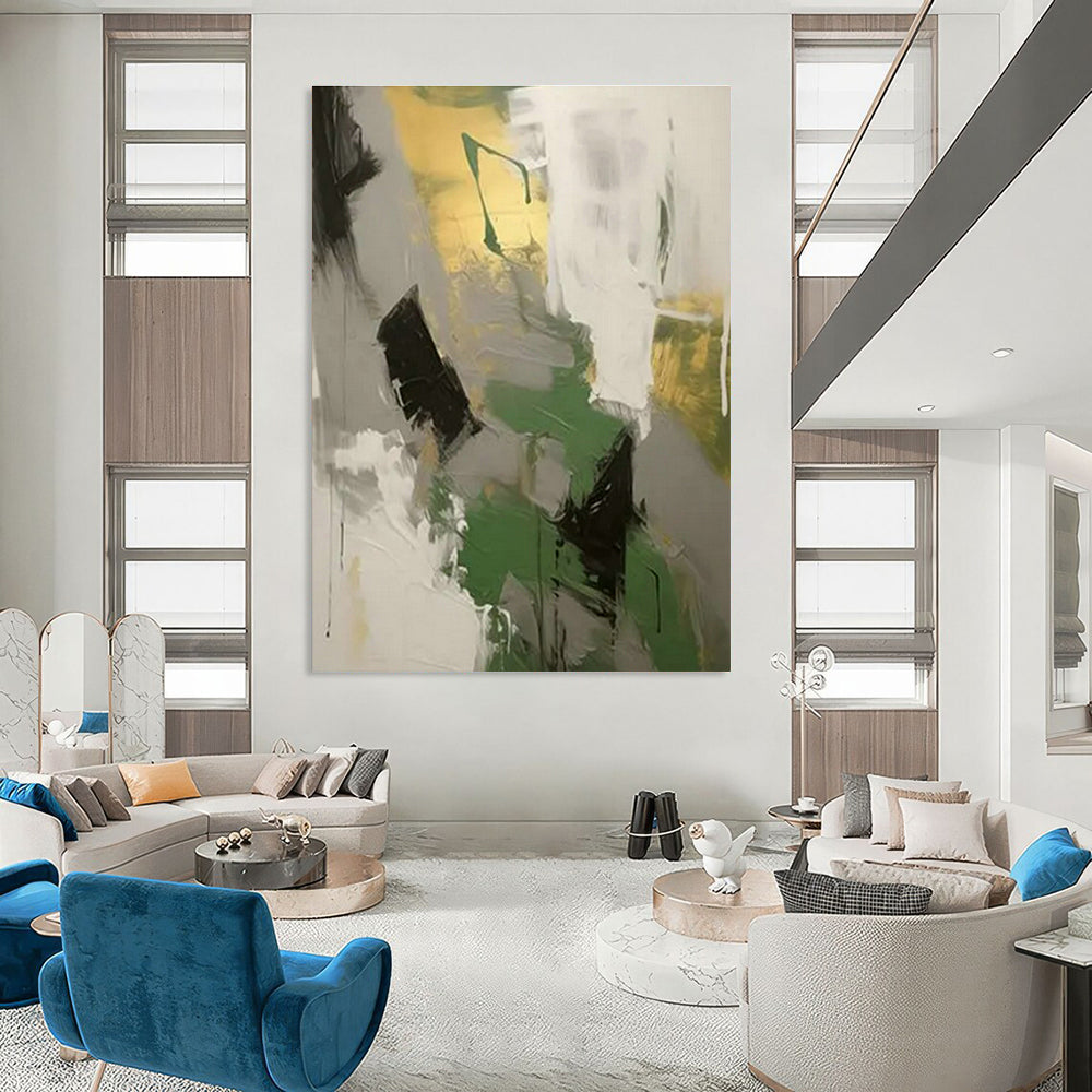 Large Hand-Painted Abstract Art for Cottage Office Filing Cabinet Wall and Hallway Luggage Storage Niche DLZ1697