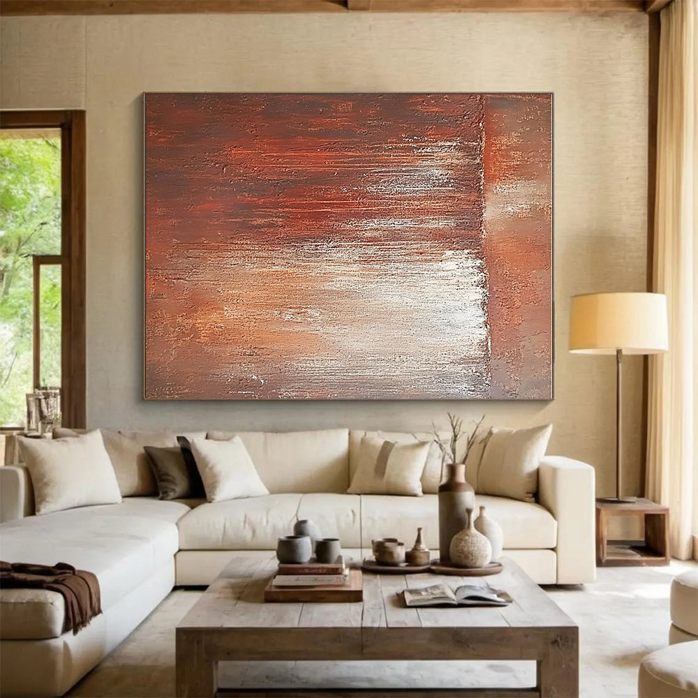 Rust - Colored Abstract Painting with Textured Patina GER137