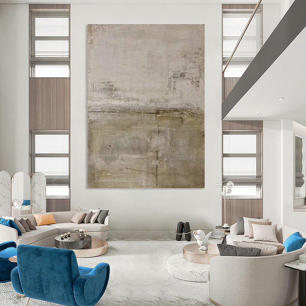 Oversized Custom Hand-Painted Abstract Canvas for Cottage Living Room Firewood Storage Nook and Office Supply Cabinet Wall DLZ1854