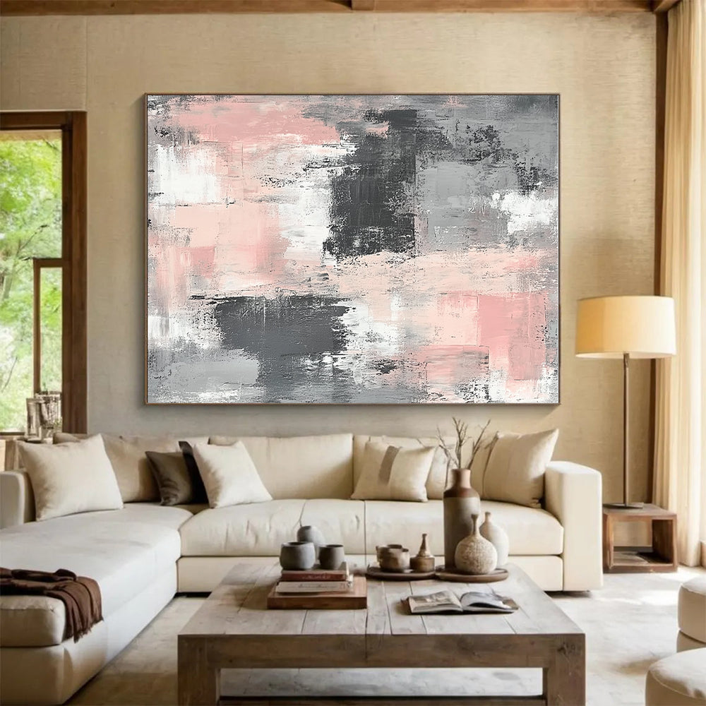 Gray Pink Abstract Textures Painting GER860
