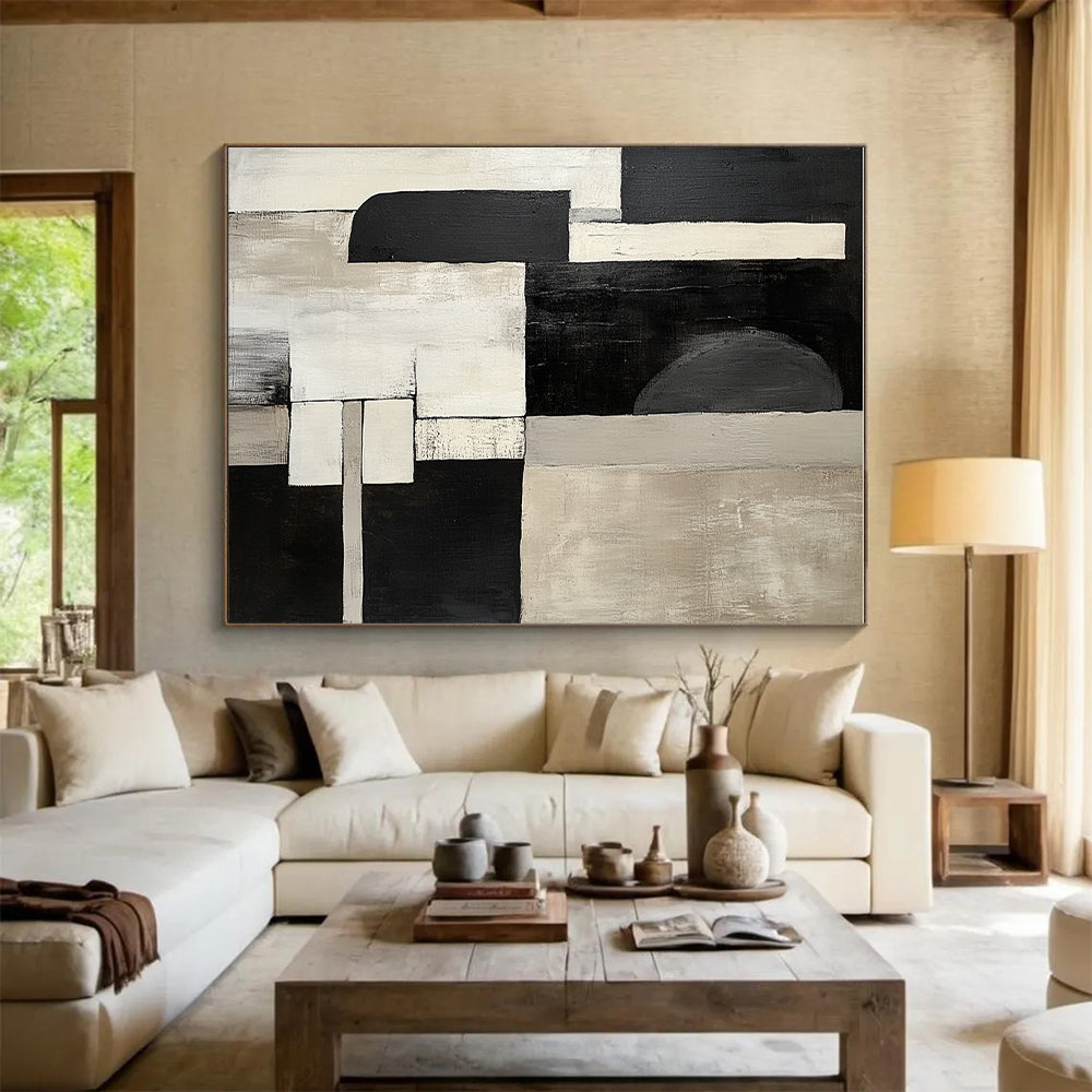 Geometric Neutral Abstract Painting with Clean Lines GER532