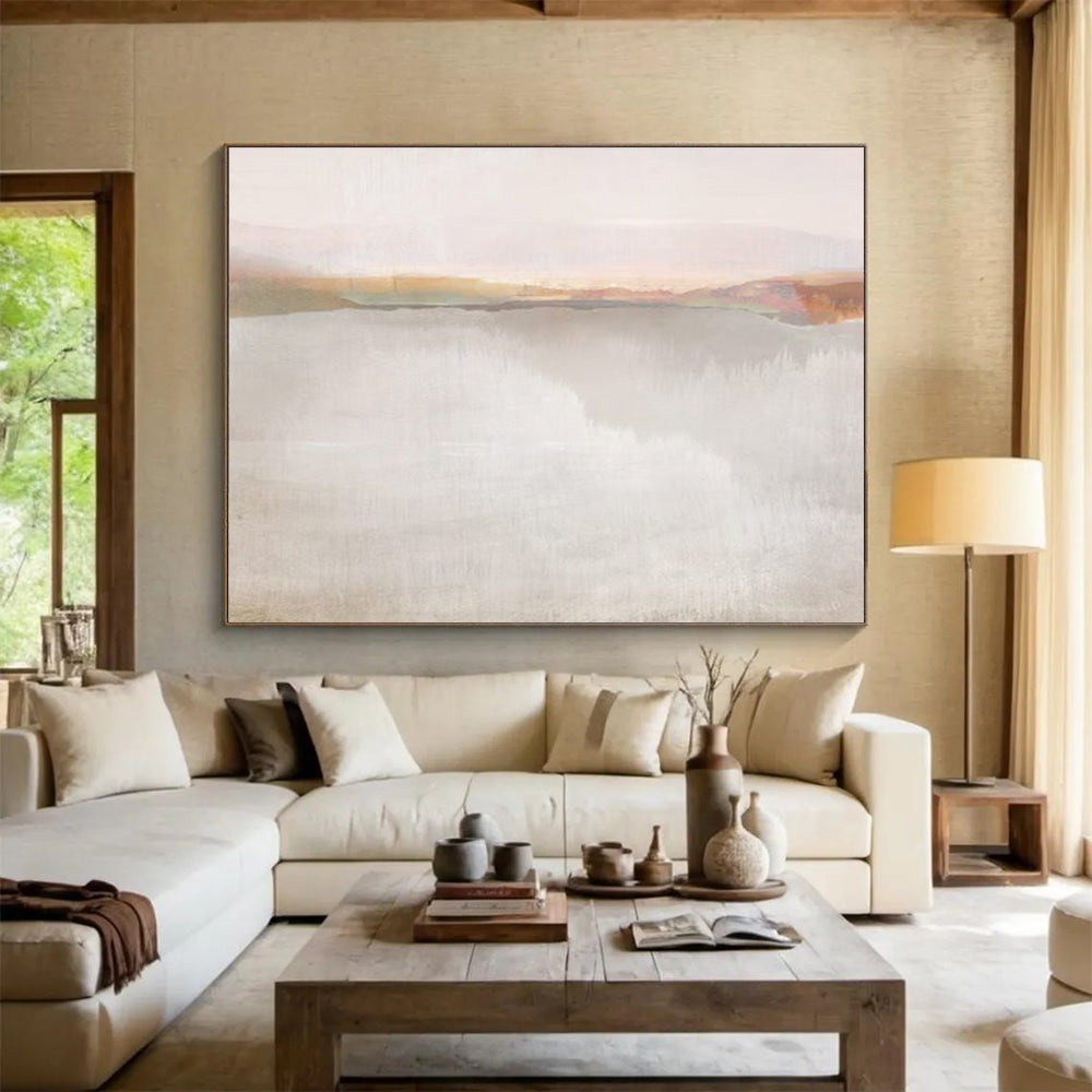 Soft - toned Landscape Abstract Painting with Pastel Hues THY120