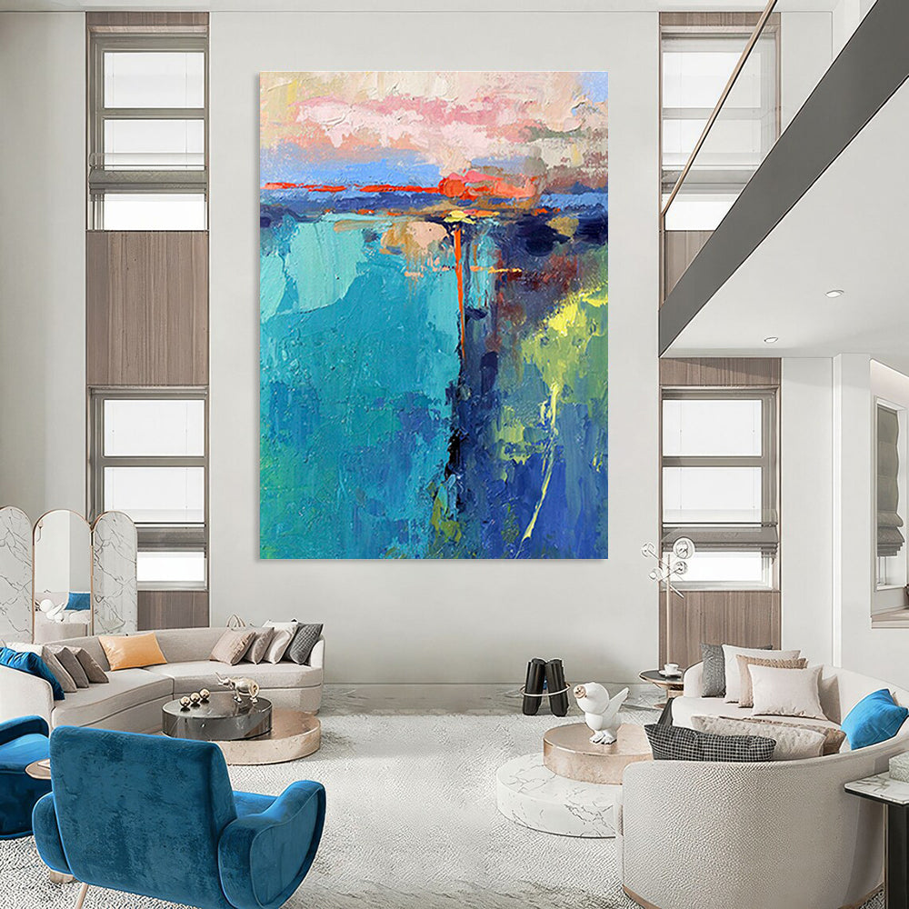 Monumental Custom Hand-Painted Abstract Art for Bedroom & Entryway DLZ1037