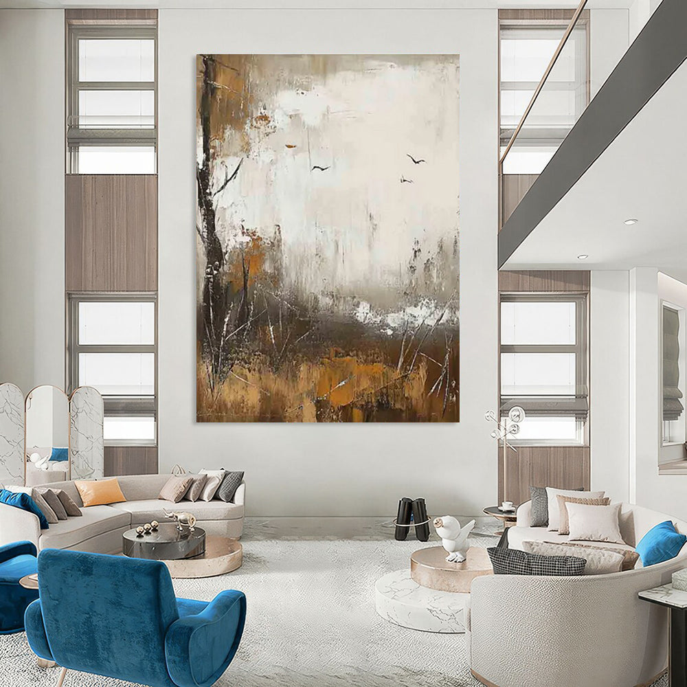 Autumn Landscape Abstract Painting with Warm Hues ADGE484