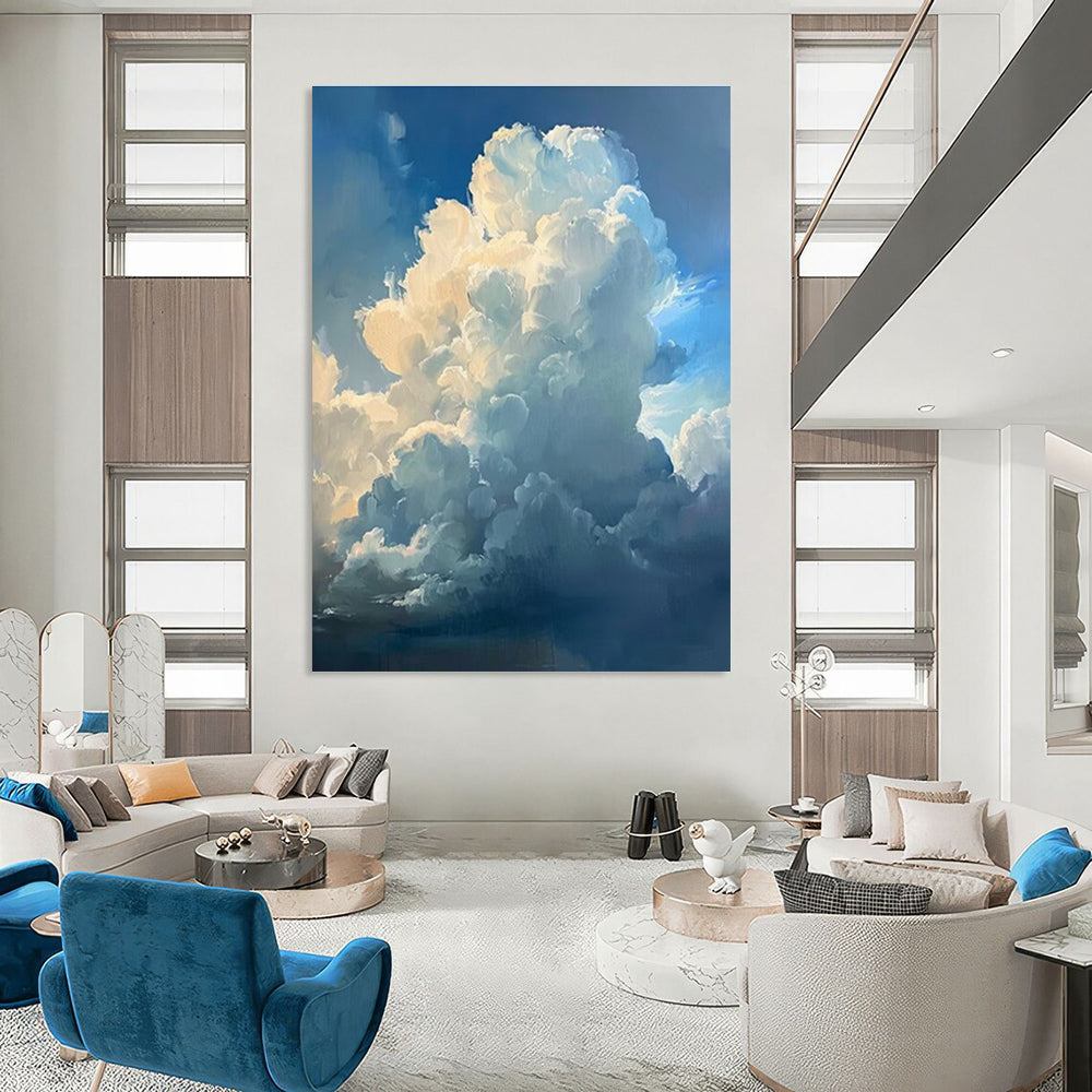 Blue White Cloud Abstract Painting ADGE006