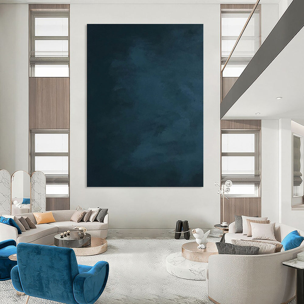 Dark Blue Gradient Abstract Painting with Subtle Shades ADGE495