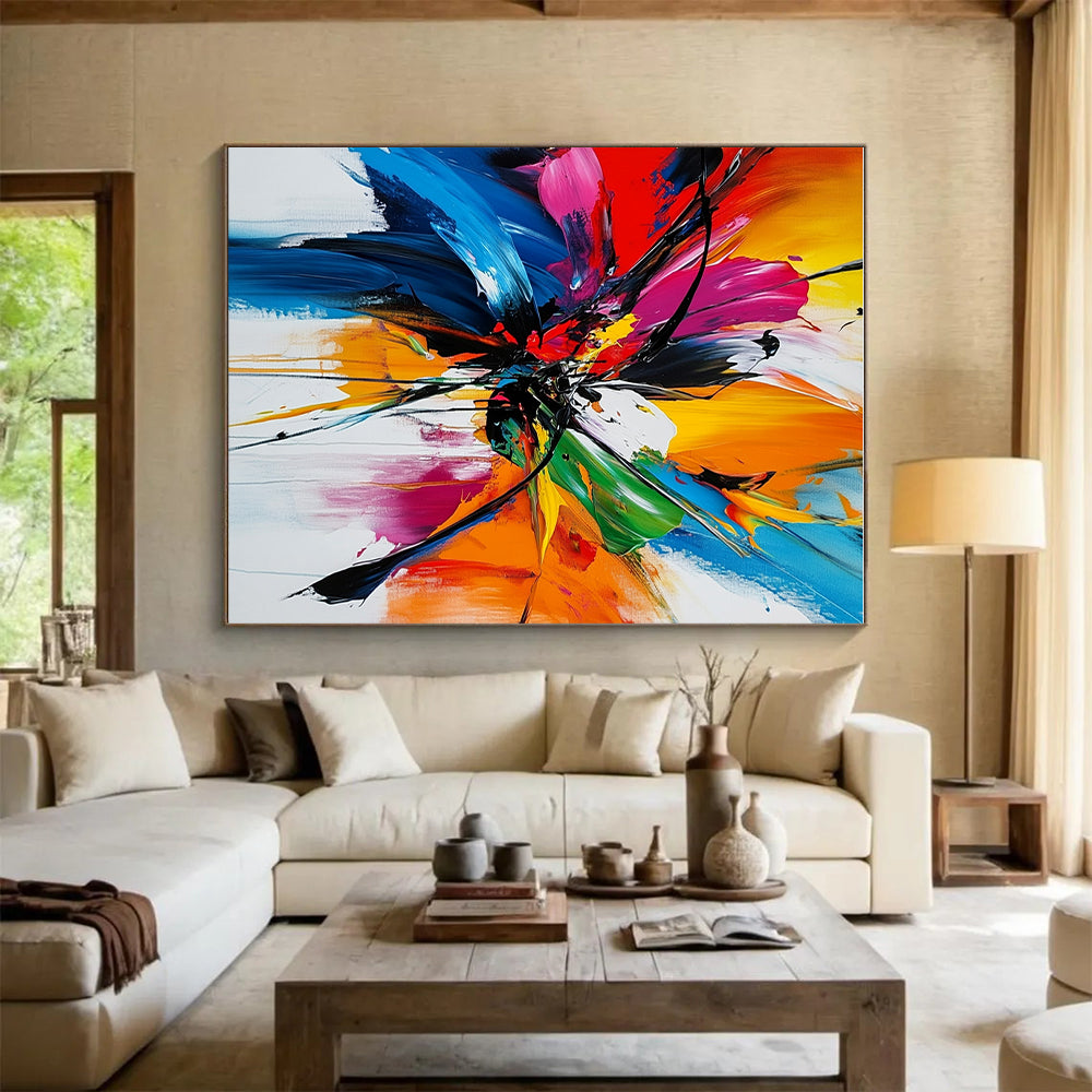 Vivid Flower Abstract Painting with Splashed Colors GER787