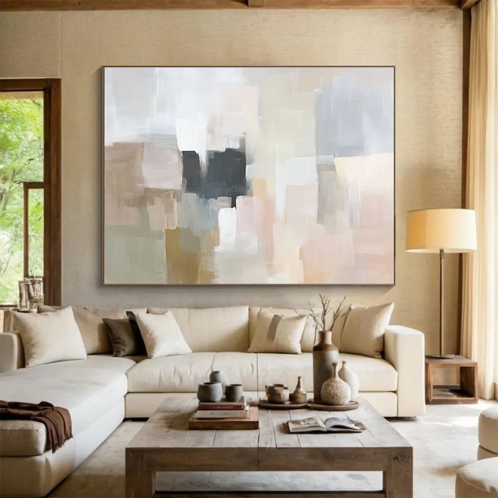 Soft Color Blocks Abstract Painting with Muted Tones DYP220