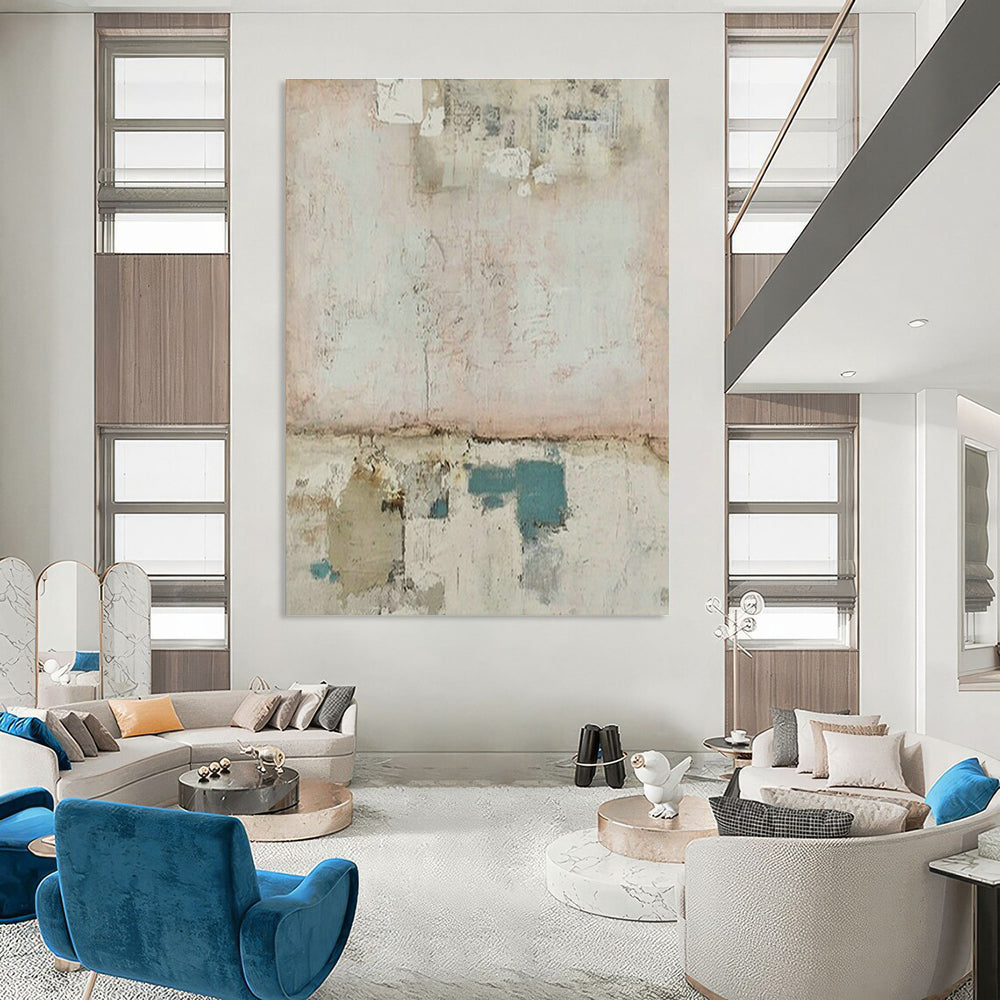 Oversized Custom Handmade Abstract Painting for Cottage Office Standing Desk Wall and Bedroom Yoga Mat Storage Niche DLZ1851