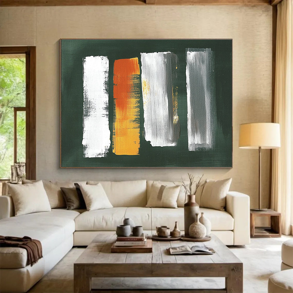 Green Background Color Strokes Abstract Painting DYP087
