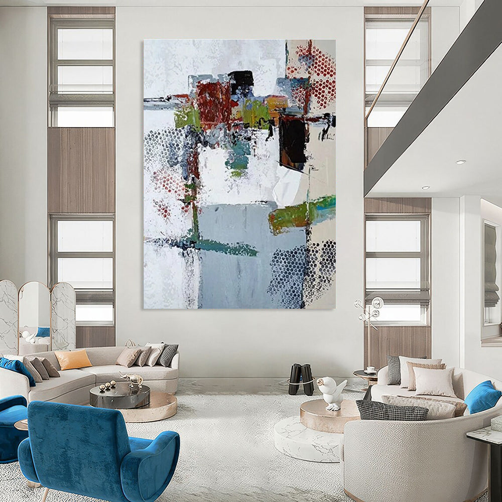 White Red Green Blue Abstract Painting ADGE042
