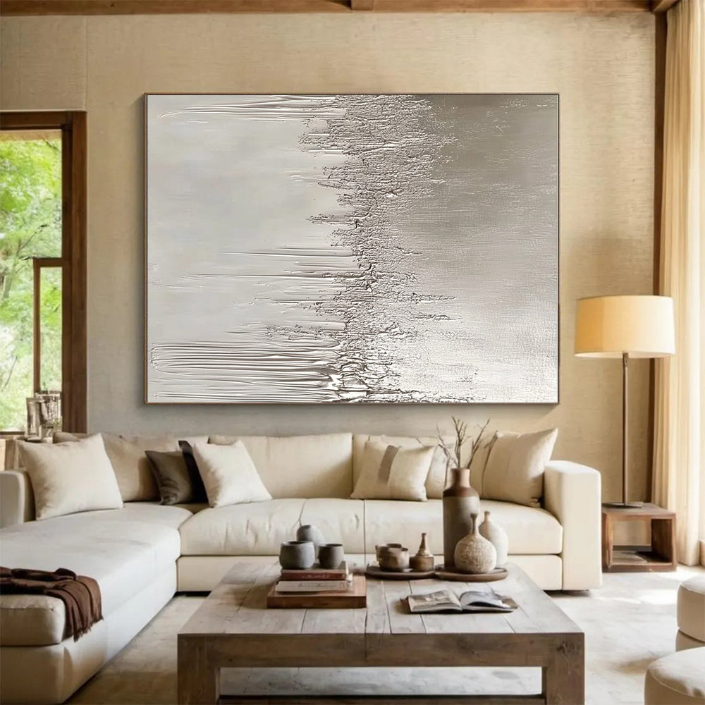 Drip - Style Abstract with Silver Textured Drips GER305