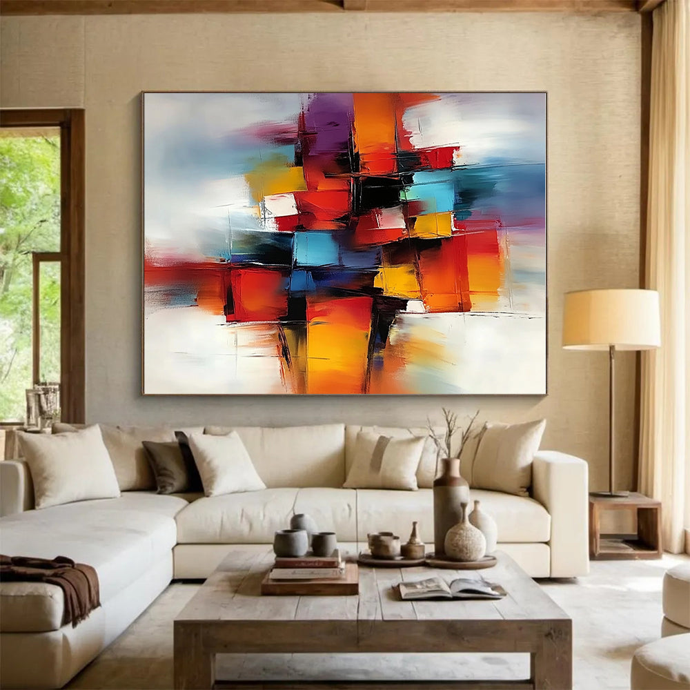 Colorful Block Abstract Painting with Vibrant Hues GER670