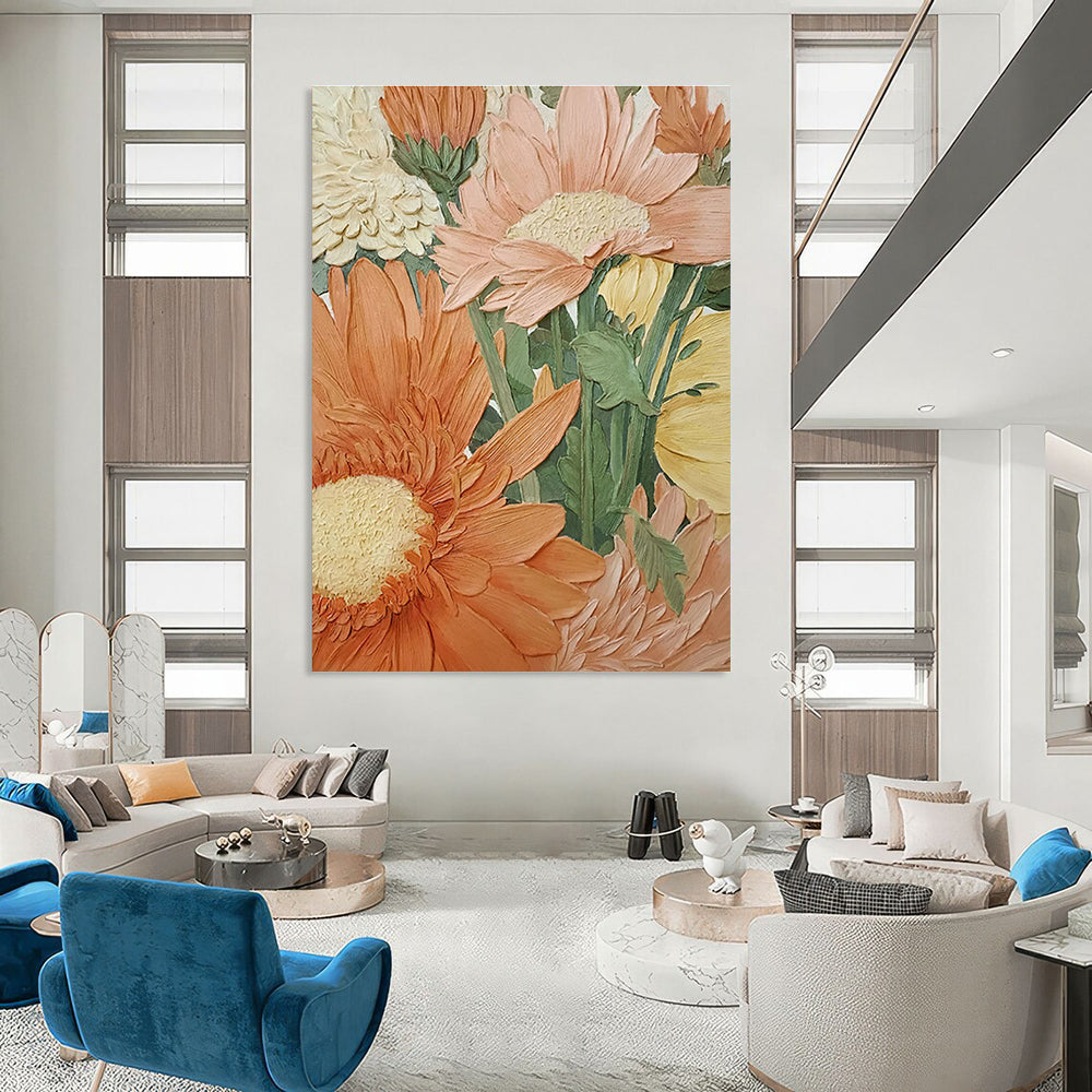 Impasto Floral Abstract Painting with Warm Earthy Tones ADGE423