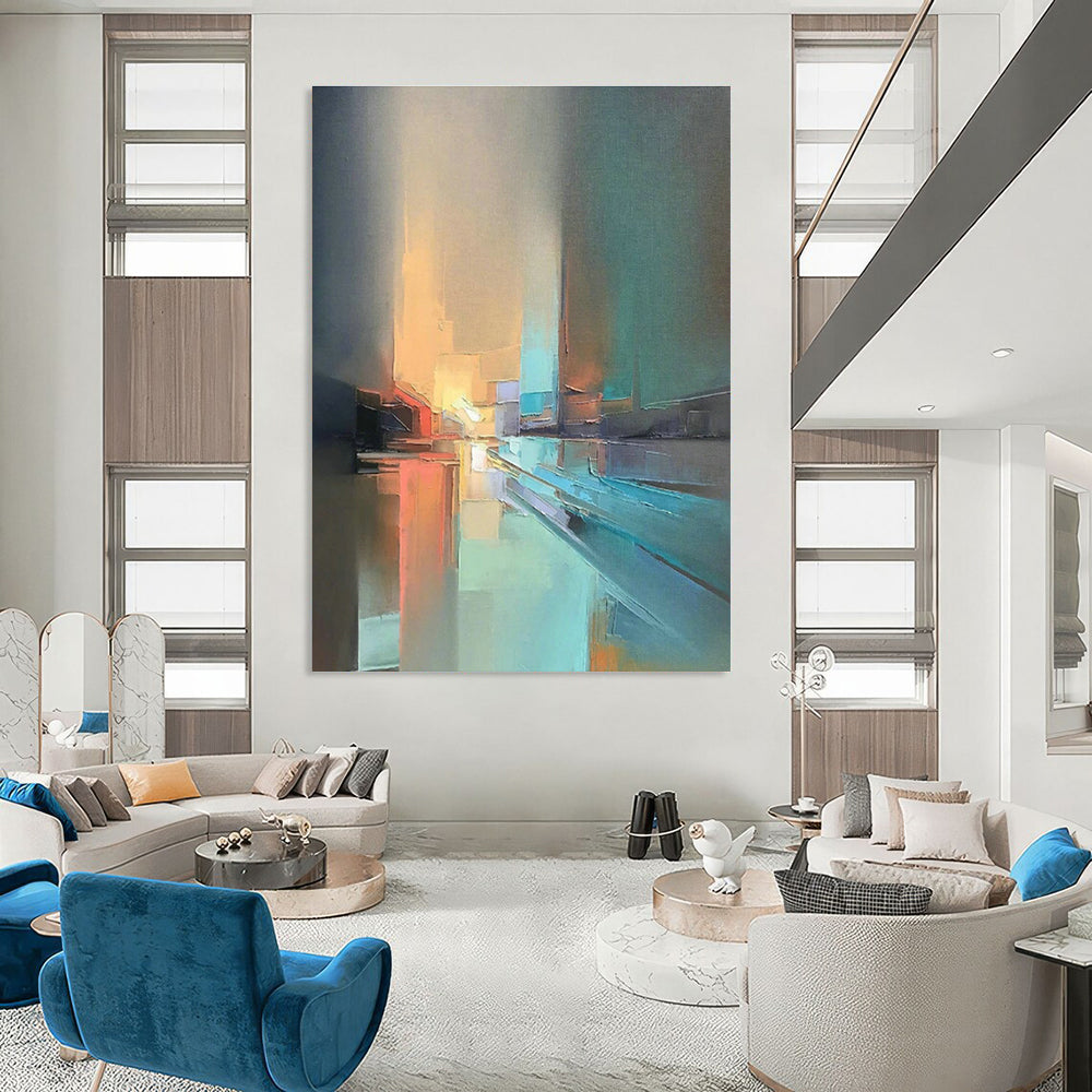 Massive Bespoke Hand - Painted Abstract Wall Art for Hallway & Living Room DLZ1073