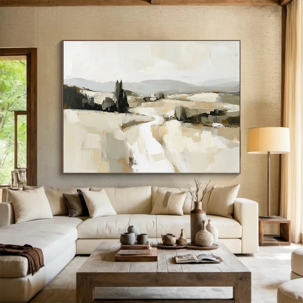 Abstract Rural Landscape Painting with Neutral Tones DYP286