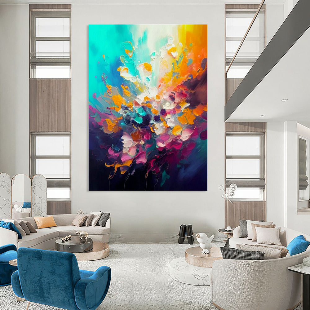 Original Hand-Painted Abstract Canvas for Cottage Living Room Wall Sconce Back Wall & Bedroom Bedside Table Drawer Front Wall DLZ1810