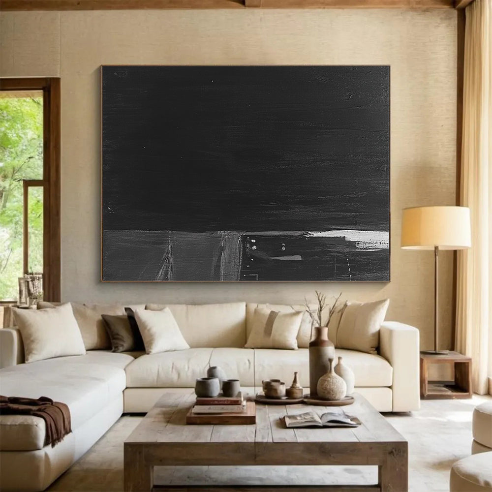 Black and Gray Urban Alley Abstract Painting with Subtle Light GER016