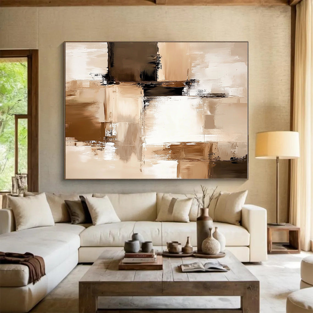 Geometric Neutral Abstract with Beige and Black GER342