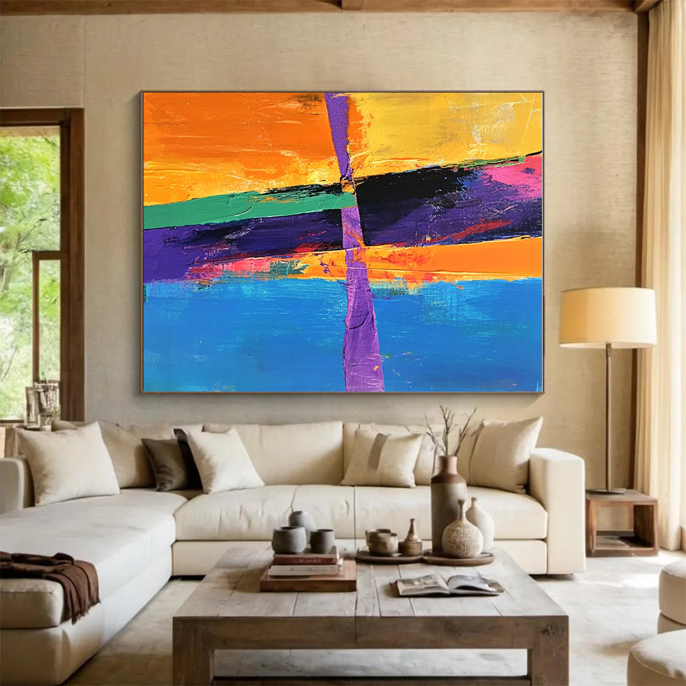Bright Color Block Abstract Painting with Dynamic Shapes GER406