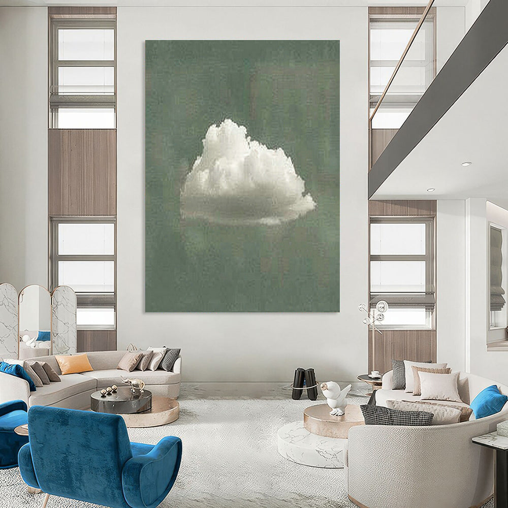 Hand-Painted Abstract Geometric Wall Hanging Artwork, Demonstrating the Artistic Aesthetics of Living Room and Corridor DLZ0977